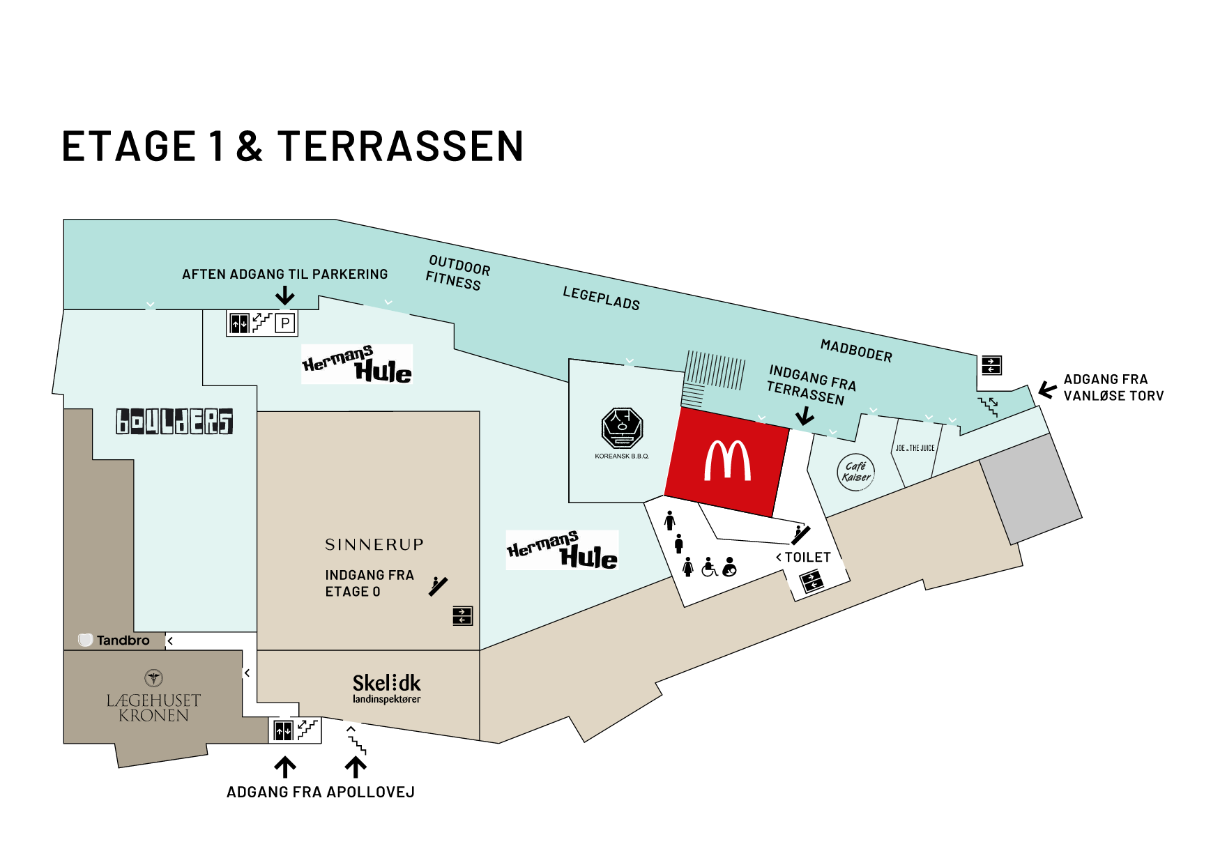 Oversigtskort: her ligger McDonald's i Kronen Vanløse